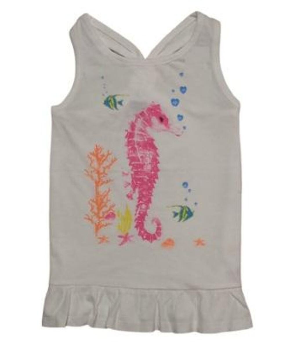 Faded Glory Girls' White Under The Sea Graphic Racerback Tank Top Youth Size 5